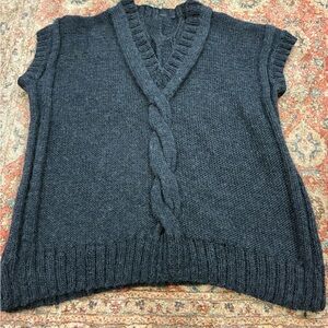 Charcoal Cable-Front V-Neck Sweater Vest